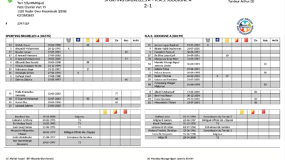 Feuille de match officiel
